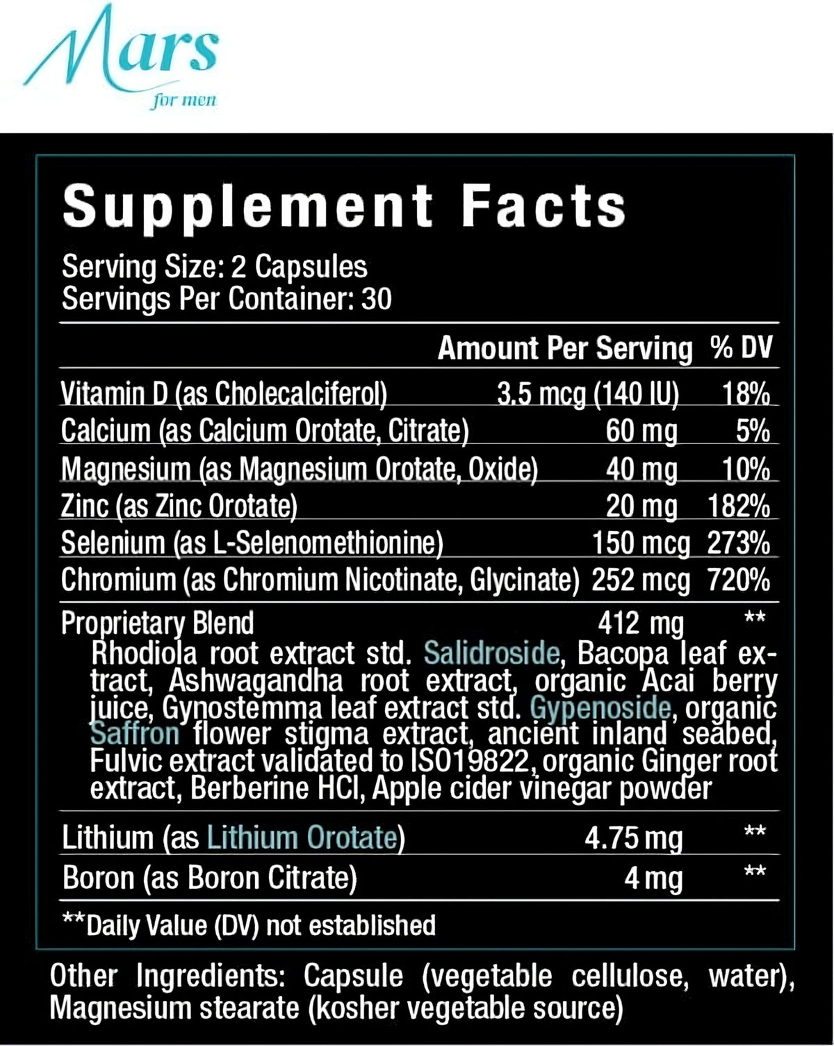 Mars for Men - Lithium Orotate AD – Mars Venus Supplements